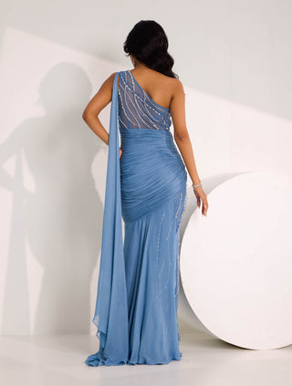 Cielle blue ruched gown