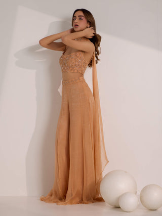 Silky Bindra Rumi Rose Gold Palazzo Set available on indiaspopup