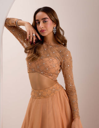 Silky Bindra Eira Rose Gold Lehenga Set available on indiaspopup