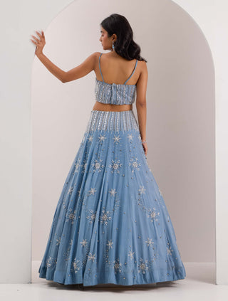 Elsa blue snowflake scatter lehenga set