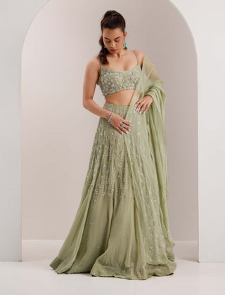 Silky Bindra Kaena Mint Green Lehenga Set available on indiaspopup