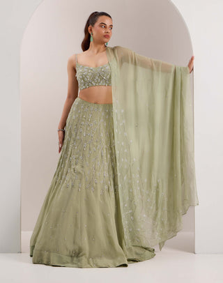 Silky Bindra Kaena Mint Green Lehenga Set available on indiaspopup