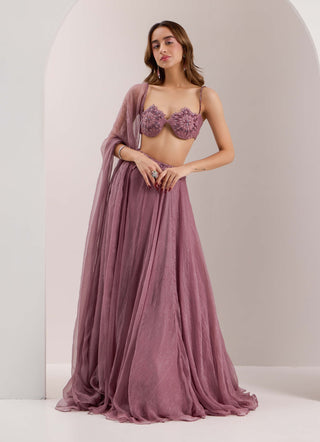 Bella mauve snowflake lehenga set