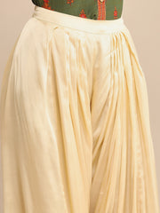 Ecru Satin Draped Dhoti Salwar