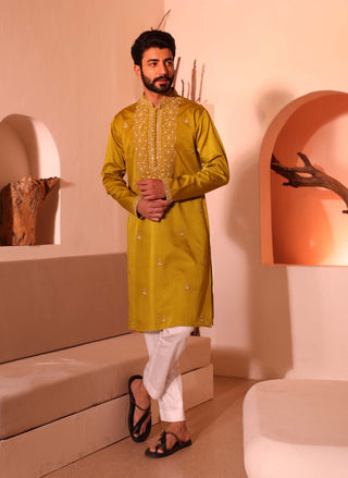 Shreyansh Designs-Tan Yellow Faqat Kurta And Pants-INDIASPOPUP.COM