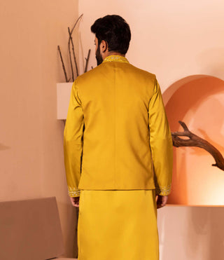 Shreyansh Designs-Yellow Gulzar Waistcoat-INDIASPOPUP.COM