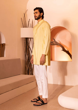 Shreyansh Designs-Pastel Yellow Kurta And Pants-INDIASPOPUP.COM