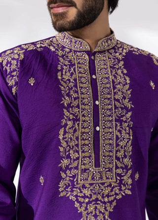 Shreyansh Designs-Purple Sifat Kurta And Pants-INDIASPOPUP.COM