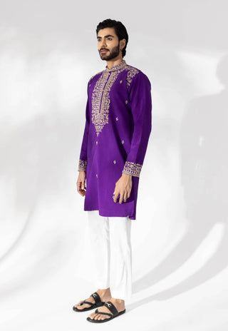 Shreyansh Designs-Purple Sifat Kurta And Pants-INDIASPOPUP.COM
