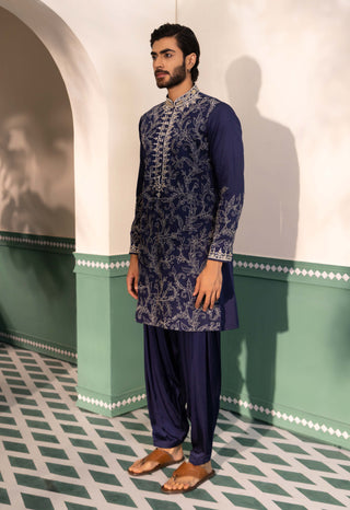 Shreyansh Designs-Blue Gul Kurta And Pants-INDIASPOPUP.COM