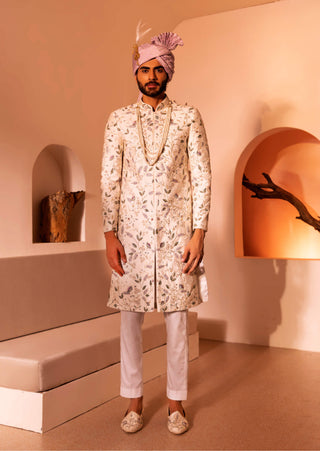 Shreyansh Designs-Off-White Janaab Sherwani Set-INDIASPOPUP.COM