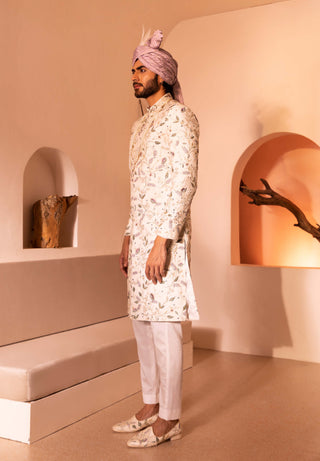 Shreyansh Designs-Off-White Janaab Sherwani Set-INDIASPOPUP.COM