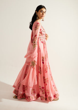 Shyam Narayan Prasad-Candy Pink Zardozi Embroidered Anarkali Set-INDIASPOPUP.COM