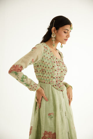 Shyam Narayan Prasad-Smoke Green Zardozi Embroidered Anarkali Set-INDIASPOPUP.COM