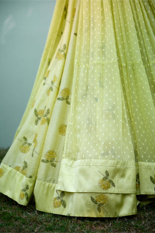 Canary Yellow Kurta And Lehenga Set by Shyam Narayan Prasad, available on Indiaspopup.com