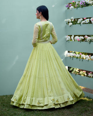 Canary Yellow Kurta And Lehenga Set by Shyam Narayan Prasad, available on Indiaspopup.com