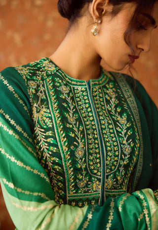 Alpine Green Anarkali Suit by Shyam Narayan Prasad available on Indiaspopup.com