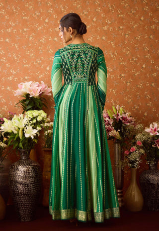 Alpine Green Anarkali Suit by Shyam Narayan Prasad available on Indiaspopup.com