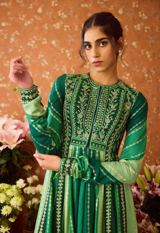 Alpine Green Anarkali Suit by Shyam Narayan Prasad available on Indiaspopup.com