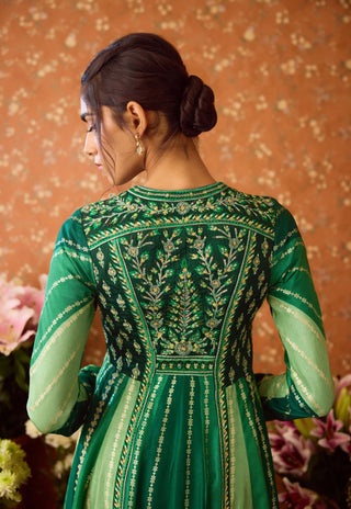 Alpine Green Anarkali Suit by Shyam Narayan Prasad available on Indiaspopup.com