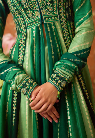 Alpine Green Anarkali Suit by Shyam Narayan Prasad available on Indiaspopup.com