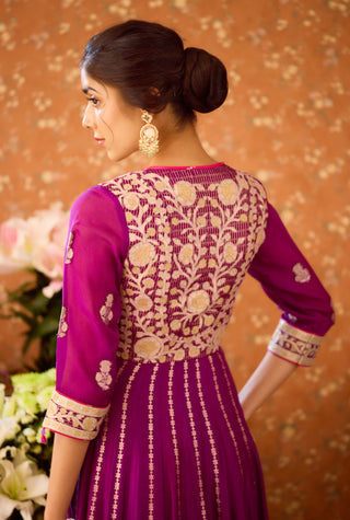 Imperial Purple Anarkali Set by Shyam Narayan Prasad available on Indiaspopup.com