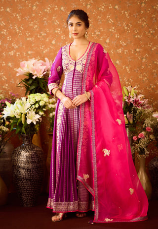 Imperial Purple Anarkali Set by Shyam Narayan Prasad available on Indiaspopup.com