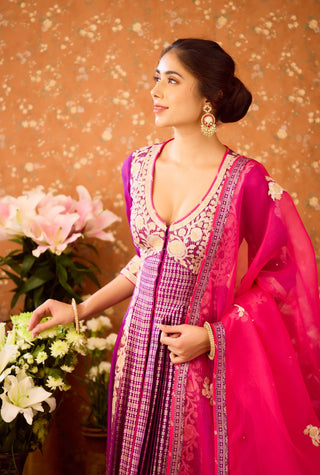 Imperial Purple Anarkali Set by Shyam Narayan Prasad available on Indiaspopup.com