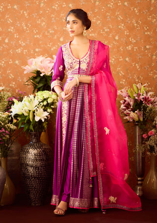 Imperial Purple Anarkali Set by Shyam Narayan Prasad available on Indiaspopup.com