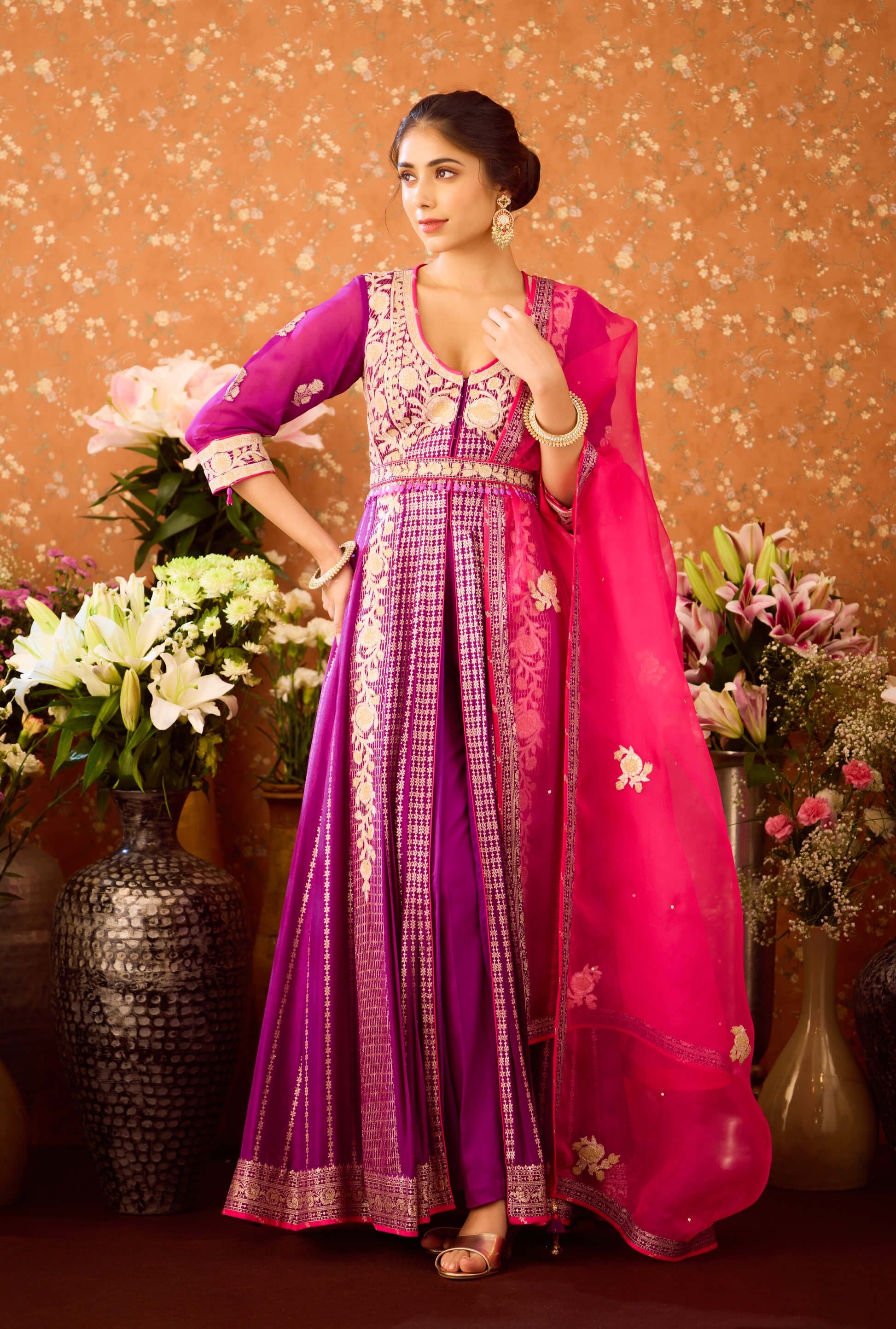 anarkali dress purple Hand Embroidered Anarkali Dress/purple Anarkali Suit Set/purple Hand Work Anarkali Usa/indian Dresses/purple Sleeveless Embroidered Anarkali