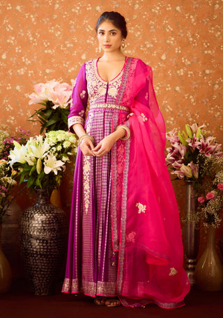 Imperial Purple Anarkali Set by Shyam Narayan Prasad available on Indiaspopup.com