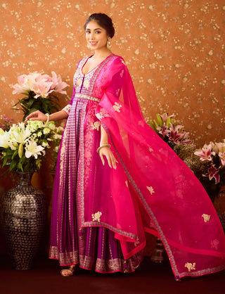 Imperial Purple Anarkali Set by Shyam Narayan Prasad available on Indiaspopup.com