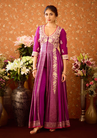 Imperial Purple Anarkali Set by Shyam Narayan Prasad available on Indiaspopup.com