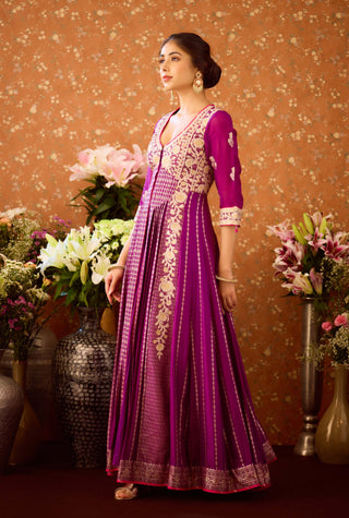 Imperial Purple Anarkali Set by Shyam Narayan Prasad available on Indiaspopup.com