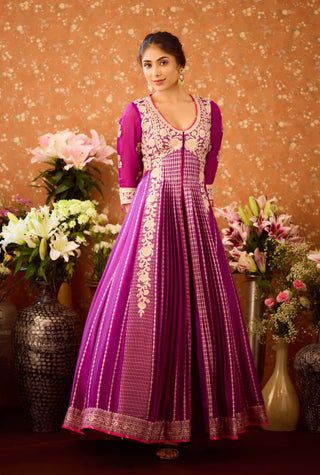 Imperial Purple Anarkali Set by Shyam Narayan Prasad available on Indiaspopup.com