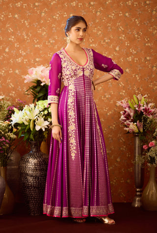 Imperial Purple Anarkali Set by Shyam Narayan Prasad available on Indiaspopup.com