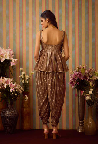 Cocoa Brown Top,Dhoti Pant Set by Shyam Narayan Prasad available on Indiaspopup.com