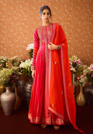 Mandarin Maroon Anarkali Suit by Shyam Narayan Prasad available on Indiaspopup.com