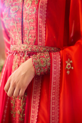 Mandarin Maroon Anarkali Suit by Shyam Narayan Prasad available on Indiaspopup.com