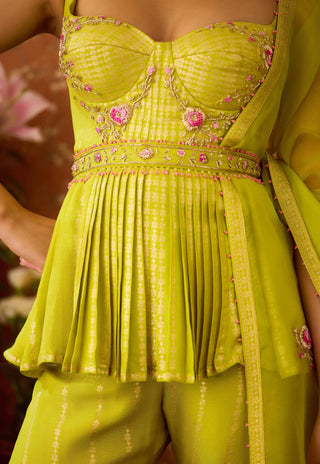 Lime Green Sharara Set by Shyam Narayan Prasad available on Indiaspopup.com