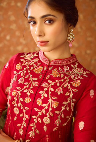 Persian Maroon Anarkali Suit by Shyam Narayan Prasad available on Indiaspopup.com