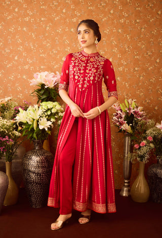 Persian Maroon Anarkali Suit by Shyam Narayan Prasad available on Indiaspopup.com