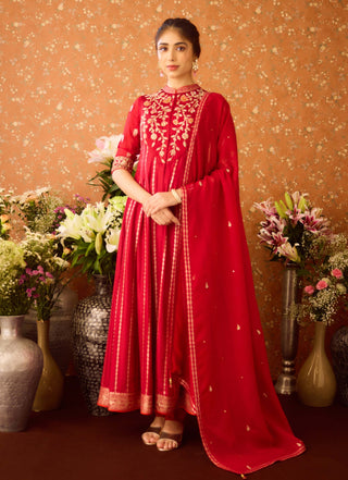 Persian Maroon Anarkali Suit by Shyam Narayan Prasad available on Indiaspopup.com