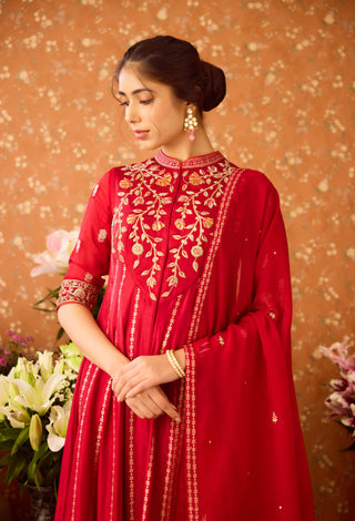 Persian Maroon Anarkali Suit by Shyam Narayan Prasad available on Indiaspopup.com