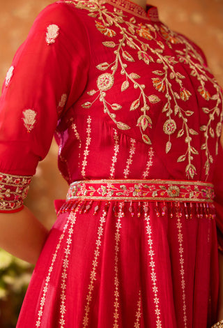 Persian Maroon Anarkali Suit by Shyam Narayan Prasad available on Indiaspopup.com