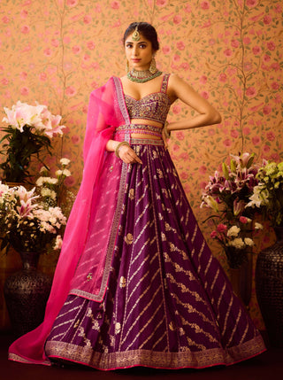 Phlox Purple Pink Lehenga Set by Shyam Narayan Prasad available on Indiaspopup.com