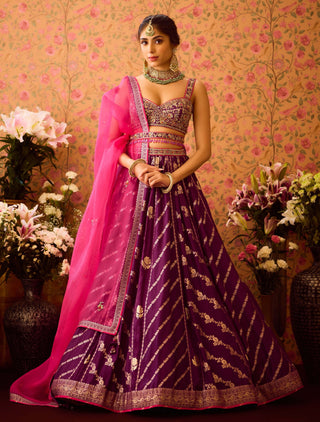 Phlox Purple Pink Lehenga Set by Shyam Narayan Prasad available on Indiaspopup.com