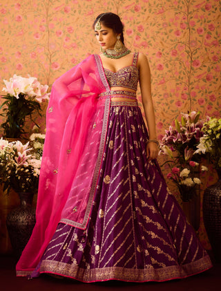 Phlox Purple Pink Lehenga Set by Shyam Narayan Prasad available on Indiaspopup.com