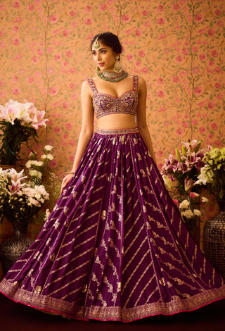 Phlox Purple Pink Lehenga Set by Shyam Narayan Prasad available on Indiaspopup.com