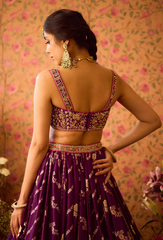 Phlox Purple Pink Lehenga Set by Shyam Narayan Prasad available on Indiaspopup.com